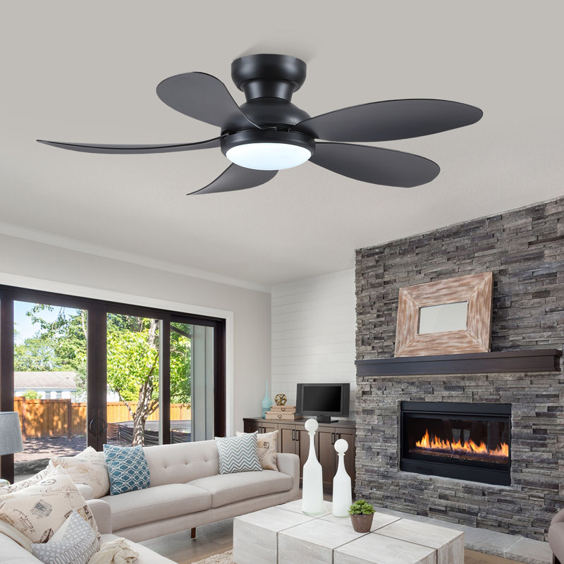 Ventilateur de plafond encastré à 5 pales à profil bas de 42 po avec lumière DEL, moteur à courant continu et télécommande