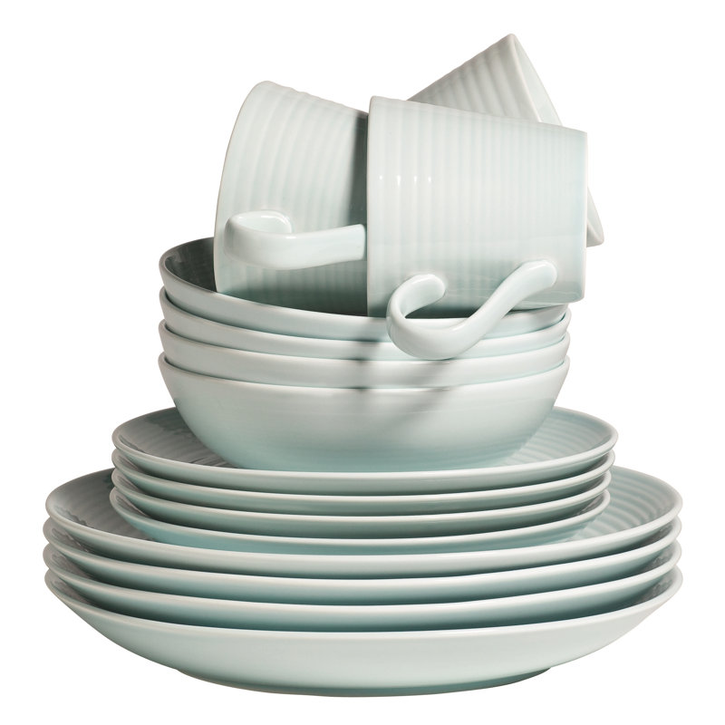 Service de vaisselle pour quatre personnes de 16 articles Maze Royal Doulton exclusivement de Gordon Ramsay, Bleu labyrinthe