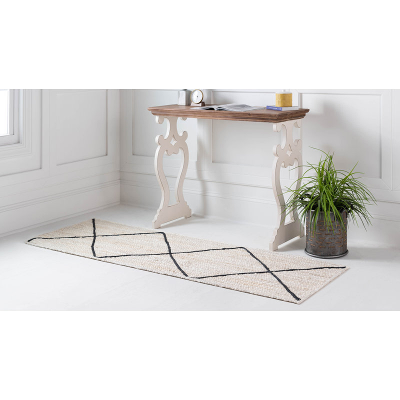 Tapis ivoire tressé à la main Lyndhurst, Tapis de couloir 2 pi 2 po x 8 pi 2 po