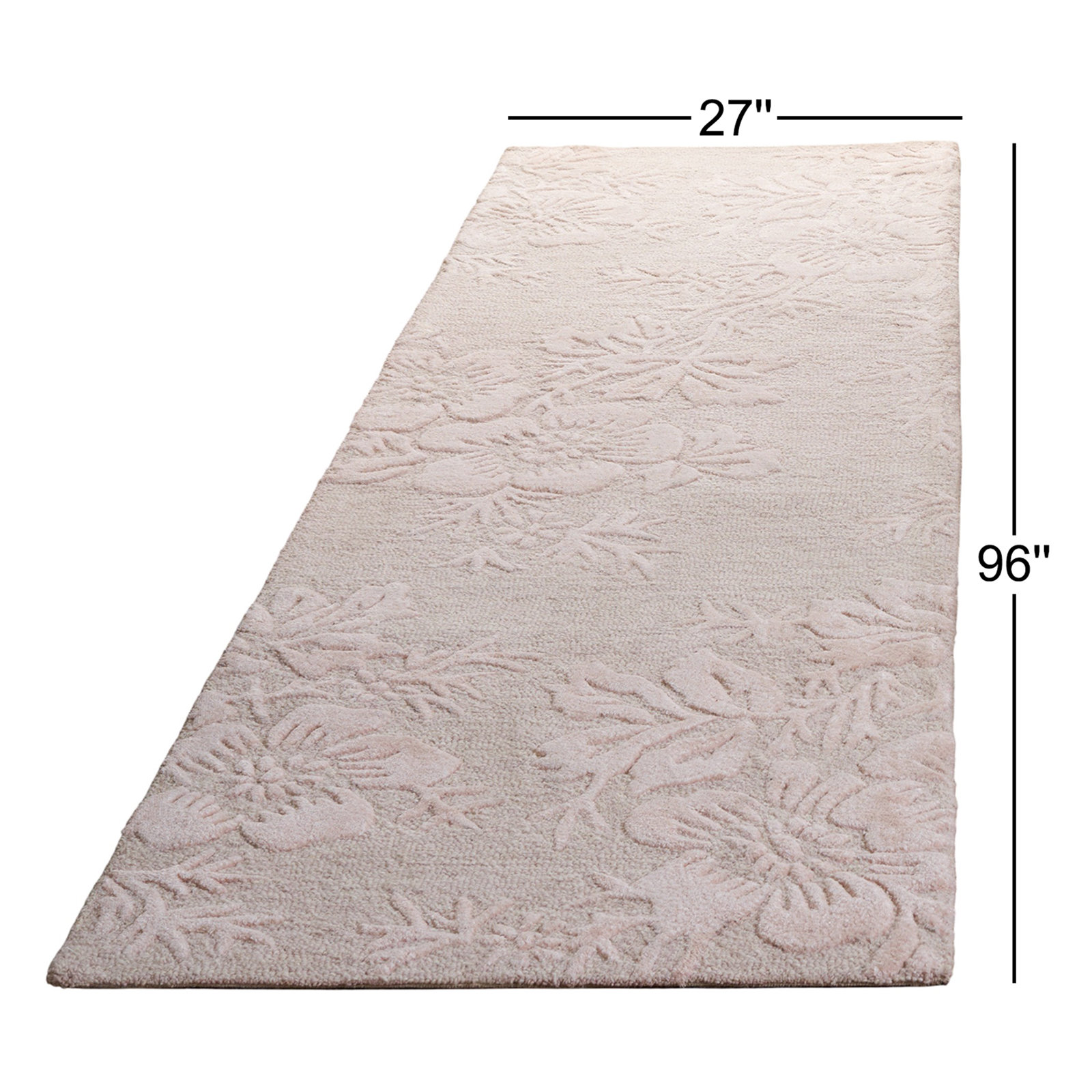 Light Pink Hand-Tufted Floral Wool Rug, Runner 2'3" x 8'