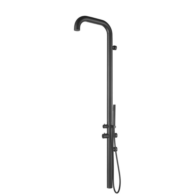 Douche d'extérieur murale en acier inoxydable à température contrôlée 70,47 "H, Noir mat