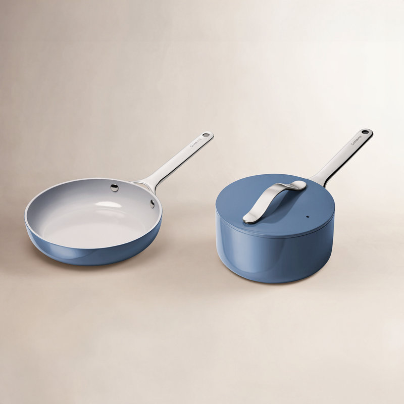 Caraway Batterie de cuisine antiadhésive en duo Minis Duo - poêle à frire et casserole, Marine