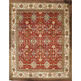 Wool Oriental Area Rug in Rust/Ivory
