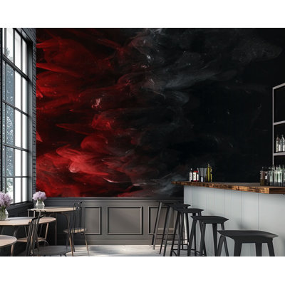 Peel and Stick Wallpaper Abstract Swirl Red Black Fluid Flowing Effect Wall Murals 69"H x 96"W Removable PVC Wall Paper Self-Adhesive Wall Decor for Bedroom Living Room Home Office