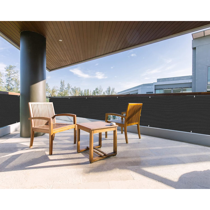 Écran d'intimité pour balcon, housse de clôture d'intimité avec protection UV, tissu PEHD et œillets renforcés, Black