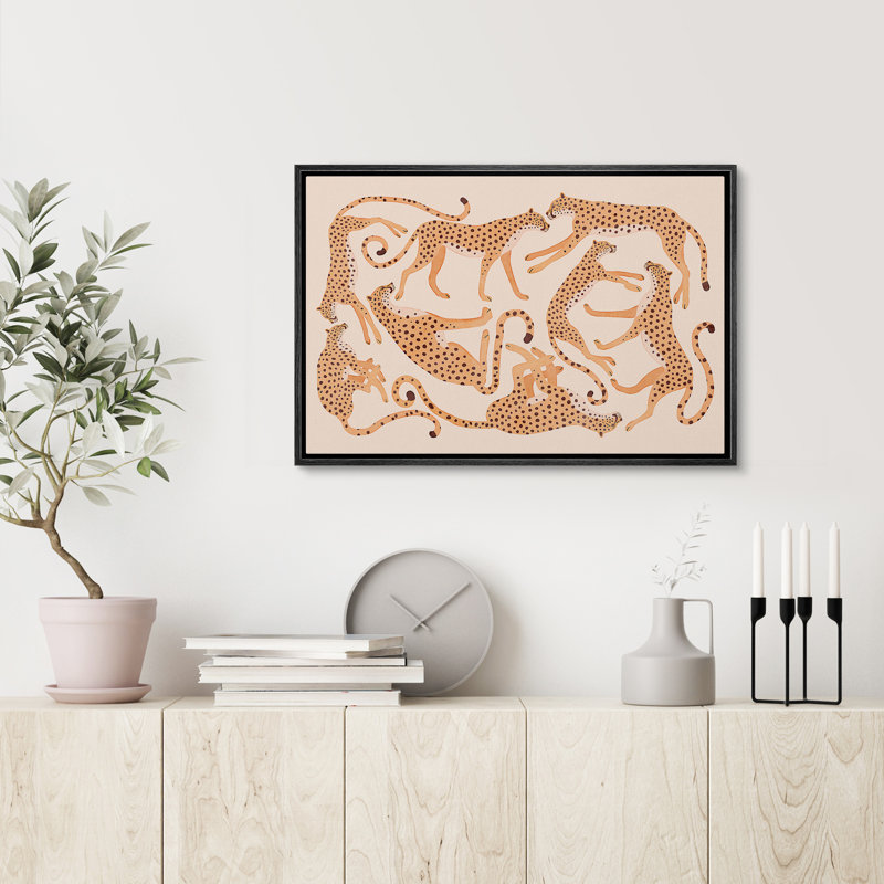 Dot, dessin de guépard, impression de Pop Art animaux rétro, Boho moderne, décoration de chambre BCBG, Noir