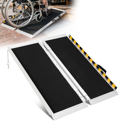 Rampe d'accès pliable en aluminium de 1,2 m pour fauteuil roulant – Robuste, capacité de charge de 363 kg, rampe portative pour voitures, escaliers, portes, scooters et marches d'escalier avec surface antidérapante