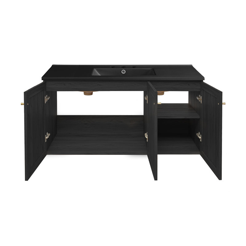 Ensemble de meuble-lavabo mural 48 po Classe Oak, Noir, noir, noir, noir, Chêne noir, 8" Widespread