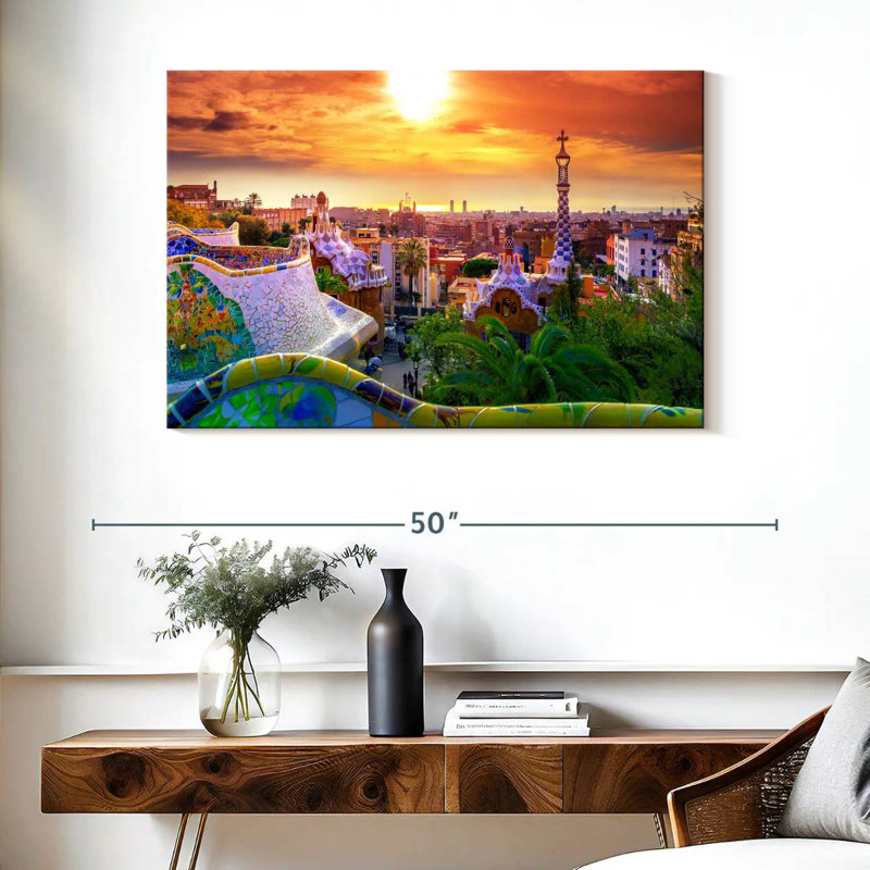 Sireci Barcelona depuis le parc Guell, H 26 po x l 39 po