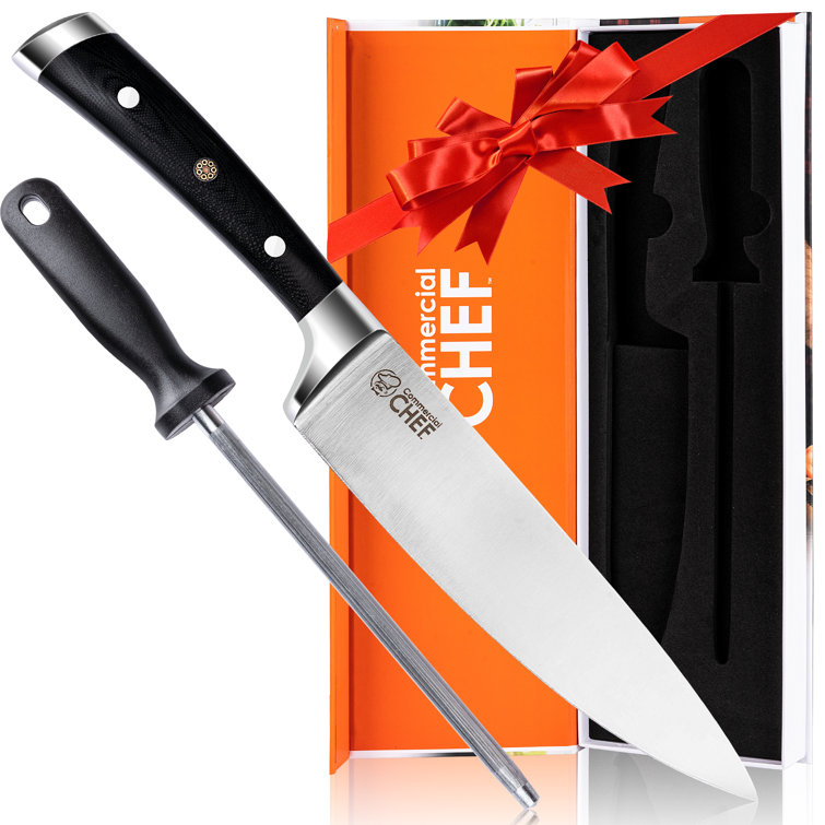 Commercial CHEF Pro 8 in. High-Carbon Steel Full Tang Chef's Knife with  Triple Rivet G10 Handle with Sharpener, CH7CR8INCKG10 at Tractor Supply Co.