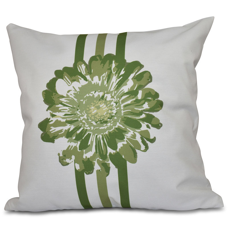Happy Hippy Floral Reversible Throw Pillow, 20" H x 20" W, Green