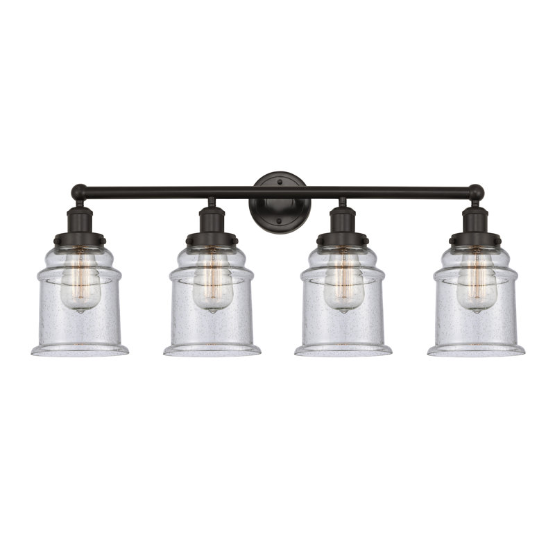Éclairage pour meuble-lavabo de salle de bain 4 lumières Cailen de la collection Edison, Granuleux, Bronze huilé
