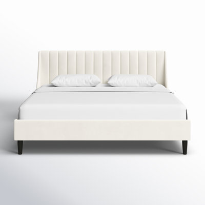 Helaina Velvet Upholstered Wingback Bed