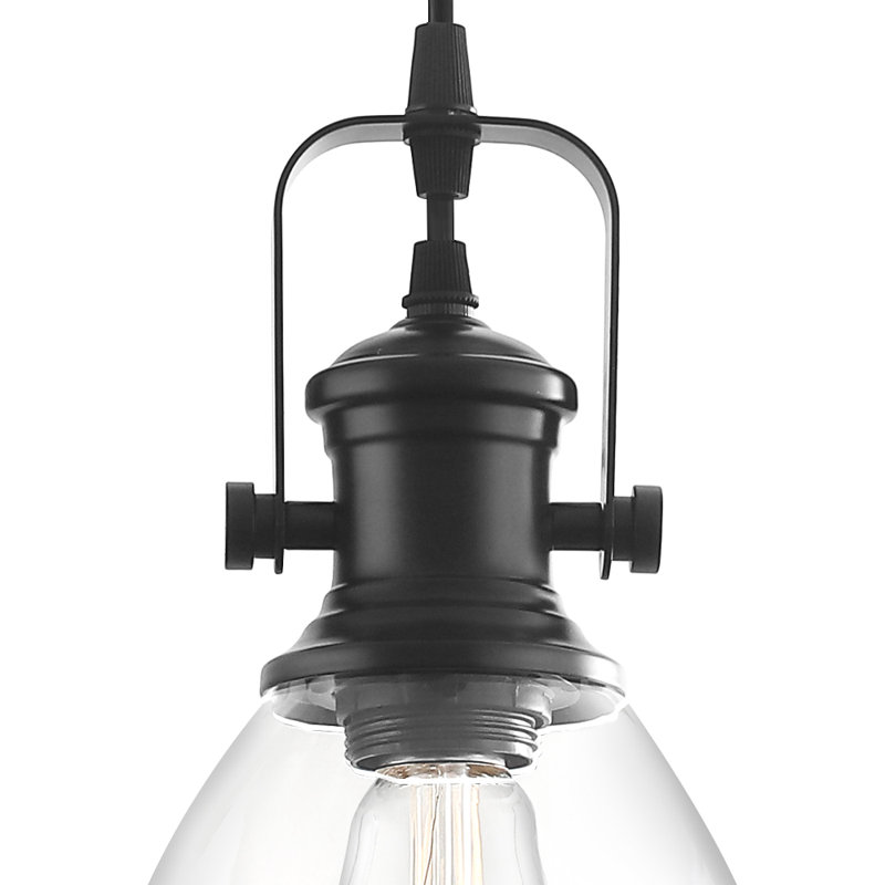 Luminaire suspendu noir pour îlot de cuisine 2 pièces, luminaire suspendu Farmhouse, luminaire suspendu industriel en verre transparent, luminaire suspendu de cuisine de 6,5 pouces au-dessus d'un îlot de cuisine