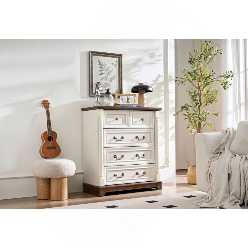 Commode rustique en bois de style campagnard avec base, commode de rangement pour la chambre à coucher, le salon, belle et robuste