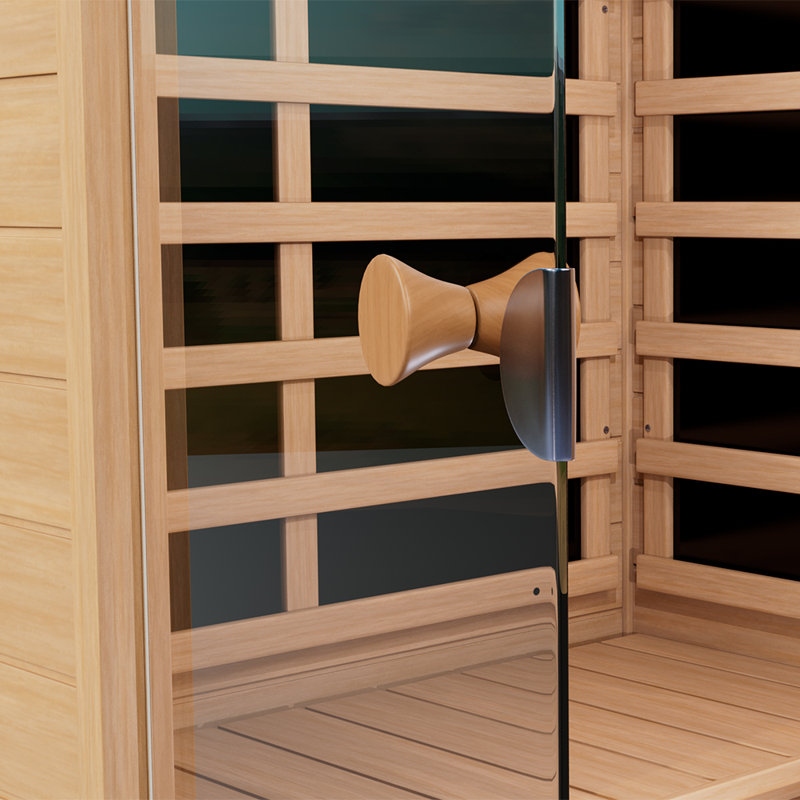 Single Person Indoor Bluetooth Compatible FAR Infrared Sauna with Remote Control in Hemlock, Right