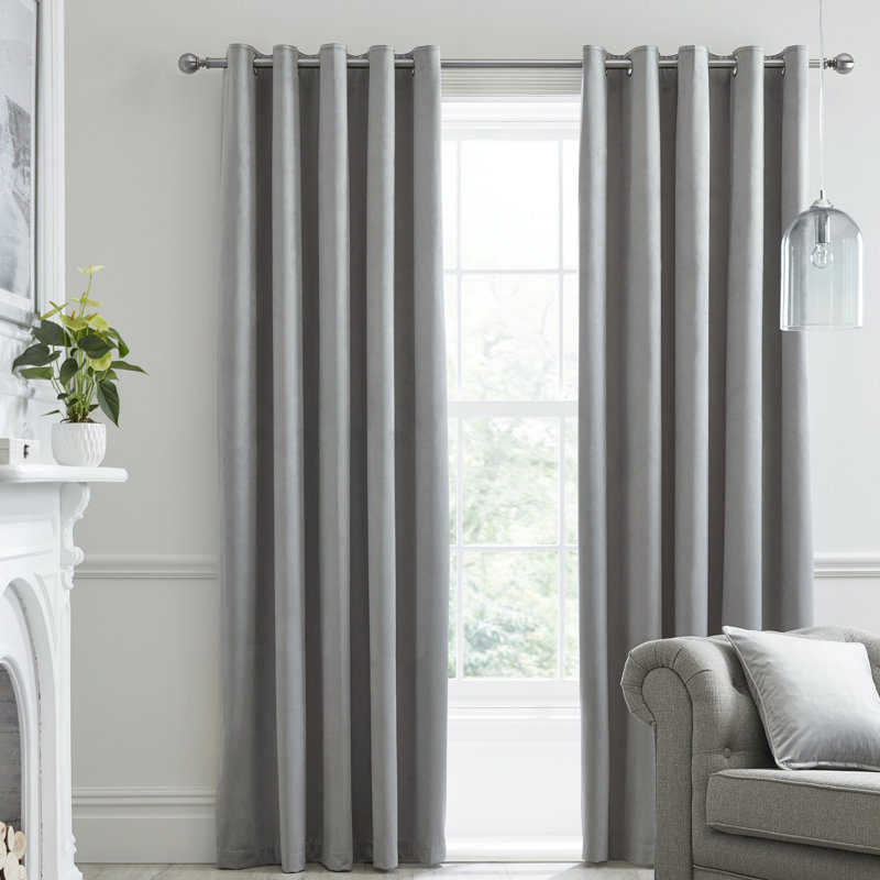 Montrose Eyelet Blackout Curtains, 229 cm W x 229cm D, Silver