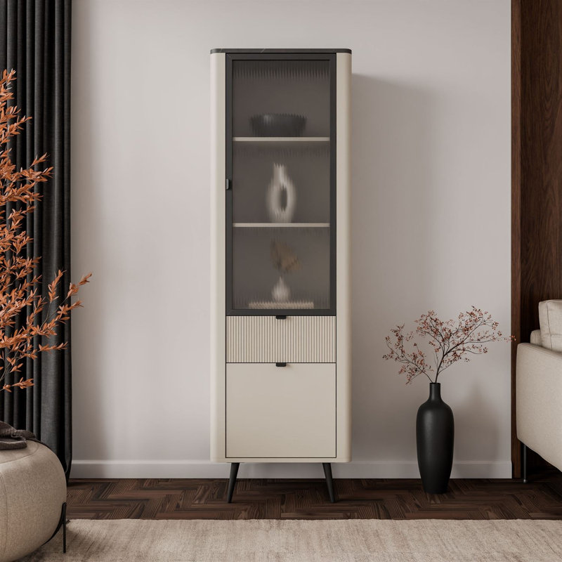 Display Cabinet, cashmere / grey stone