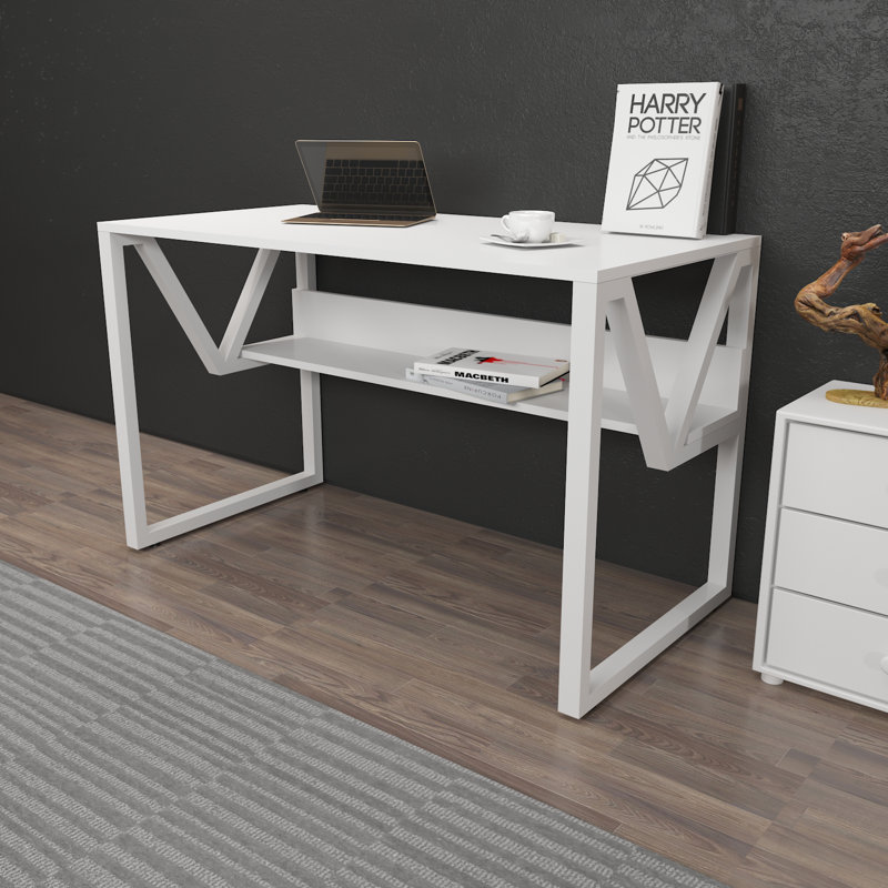 Lona 120Cm W Rectangular Computer Desk, Green, White