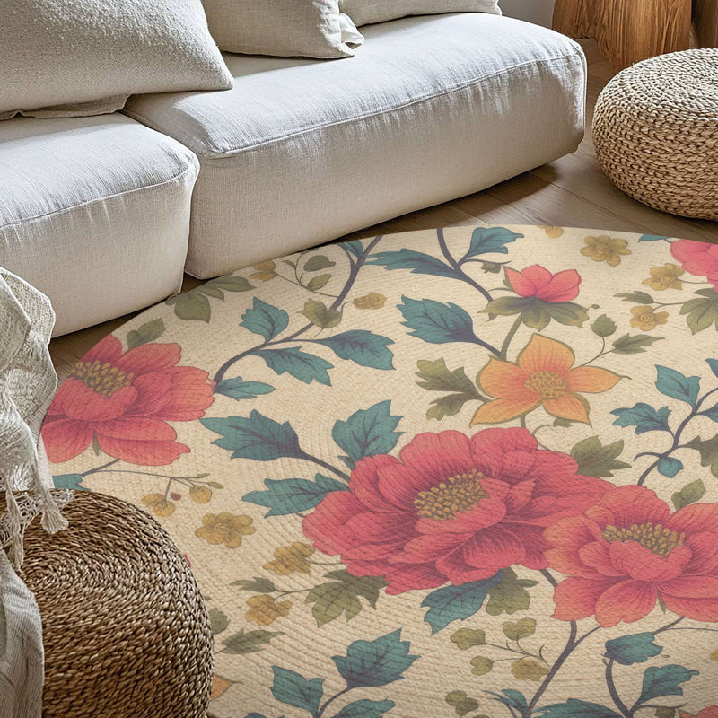 Tapis tressé Bloom Vibes, Rond 5 pi
