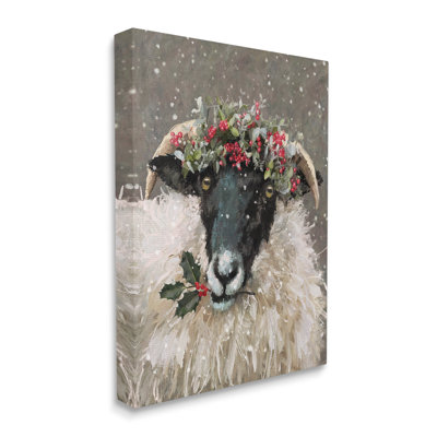 «Holiday Berries Farmhouse Sheep» sur toile