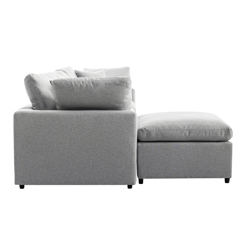 Canapé modulaire Ustyle avec coussins en plumes - méridienne réversible, en forme de L, avec fermeture à glissière, accoudoir incliné, rembourrage en plumes gris