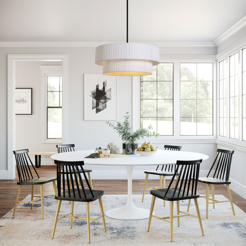 Lustre tambour à 3 lumières Reihan, Noir mat, H 7,4 po x l 19,6 po x P 19,6 po