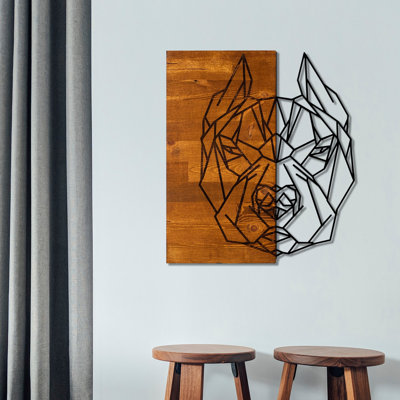 Accessoire mural rustique en bois, noyer et noir, 20,1 po x 22,8 po | 50% bois véritable (épaisseur: 1,2 po) et 50% métal | Montage mural facile | Variations de tons et de textures uniques pour un décor moderne