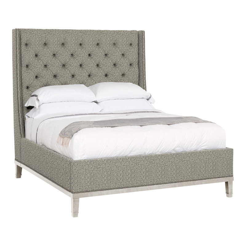 Michael Weiss Queen Upholstered Panel Bed, Casa Blanca, Tuck Graphite, Yes