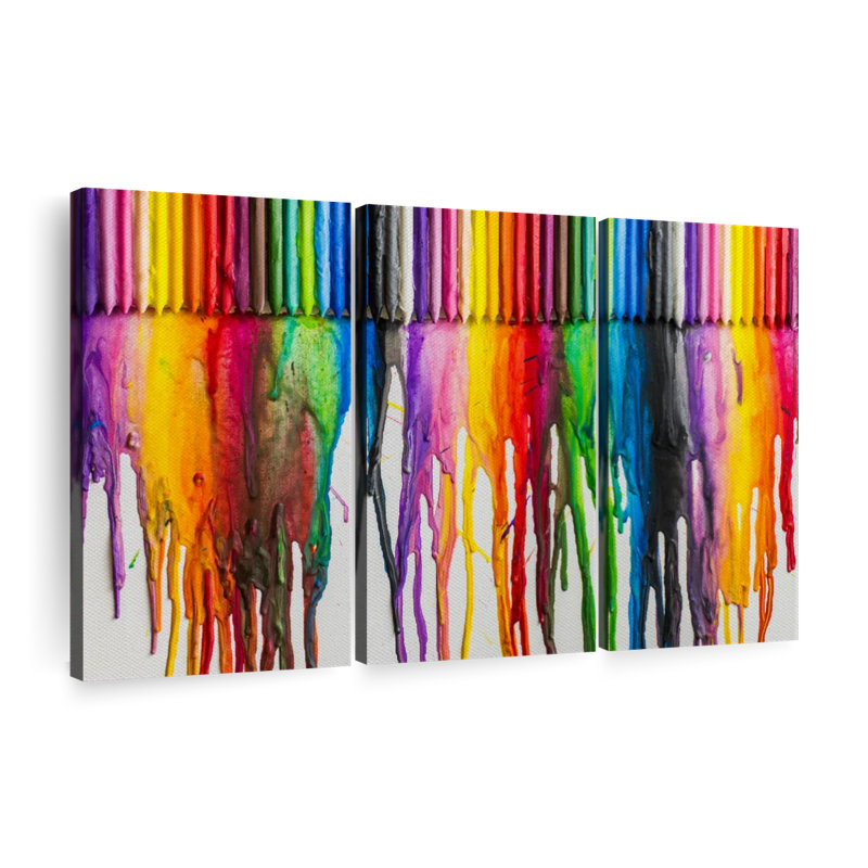 Ensemble de 3 crayons fondants sur toile, H 20 po x l 33 po x P 1,25 po
