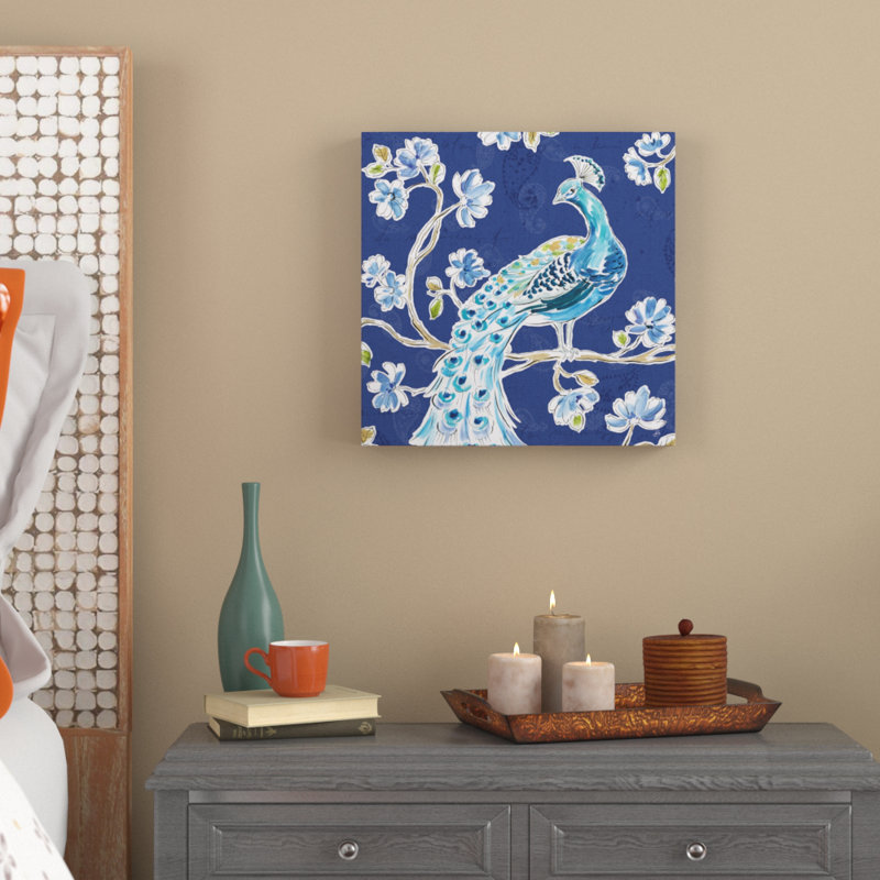 « peacock allegory iv blue », impression sur toile tendue, H 18 po x l 18 po x P 2 po