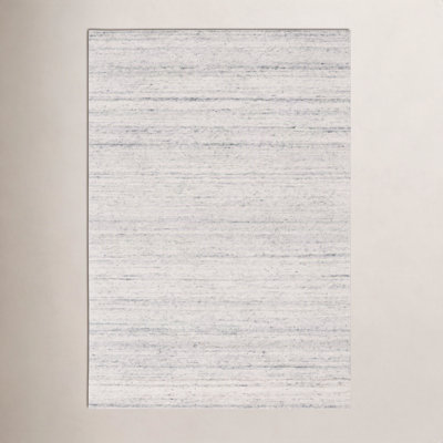Gray Hand-Woven Striped Wool Rug