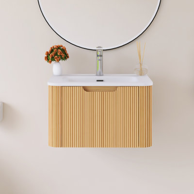 Meuble-lavabo simple 24 po avec comptoir intégré en céramique blanche