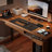 Walnut Rectangular Solid Wood Standing desk-246209858