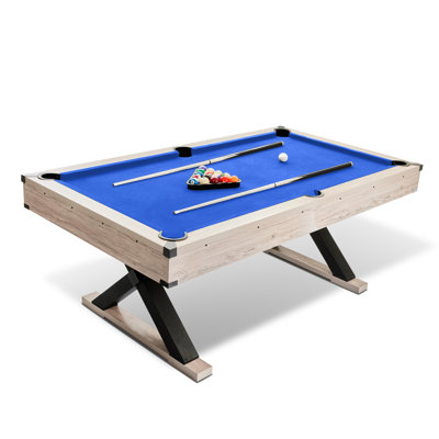 84" Pool Table, 7 ft Billiard Table with X-Leg Base, Includes 2 Cue Sticks, Billiard Balls, Cue Rack & Cleaning Brush