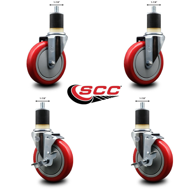 Ensemble de roulettes extensibles pivotantes en poly 1-7 / 8 pouces 2 roues SCC