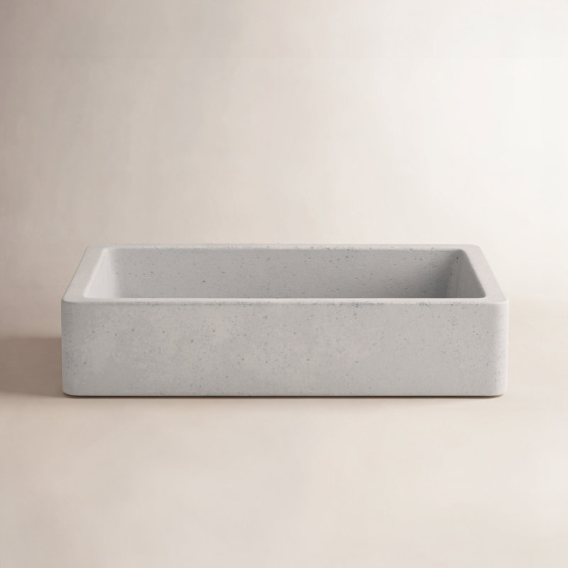 Lavabo de salle de bain rectangulaire à double montage en béton fabriqué à la main NativeStone Nipomo, Cendré