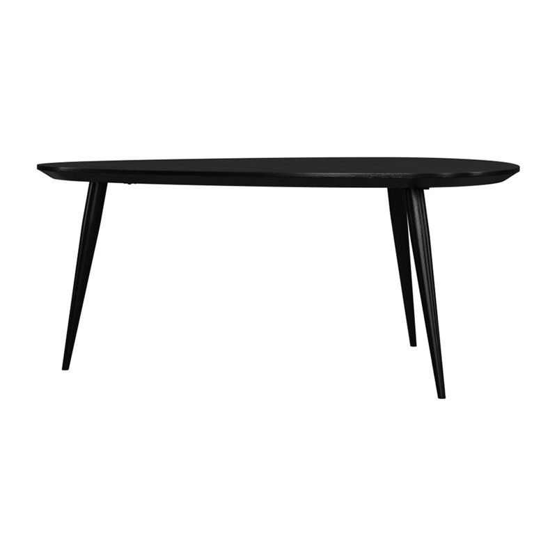 Table basse triangulaire en bois massif noir avec une finition lisse et un caractère unique fabriqué à la main avec une finition noire, un support de style fait à la main pour les sièges