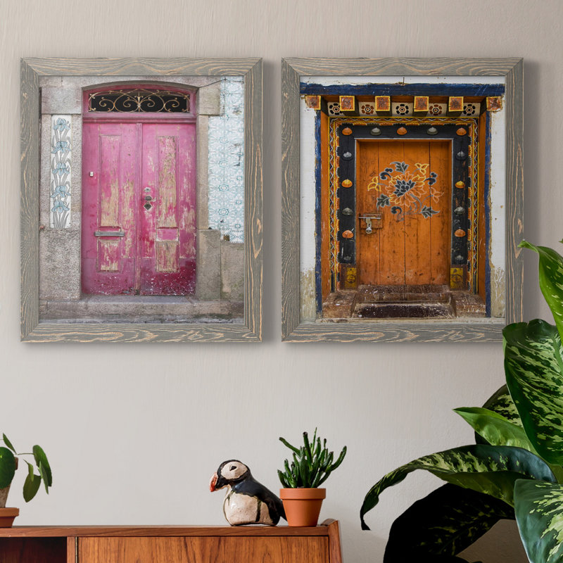 Porte portugaise - ensemble de 2 reproductions de photos, Pas de tapis, H 24 po x l 36 po x P 1,5 po, Toile avec cadre gris