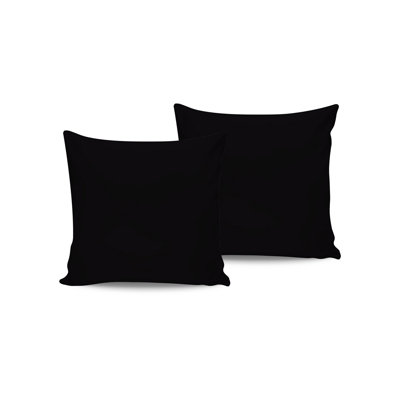 Premium 100% Cotton Satin Pillowcase Set (2 Pieces), Black, 23.6 x 23.6 inches | 210 Thread Count, Soft & Luxurious Feel | Machine Washable at 86°F | Perfect for Hair & Skin Care, Stylish Bedroom Decor