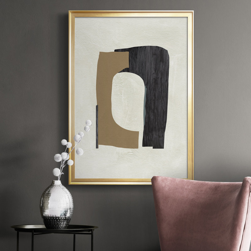 Carton découpé I, toile encadrée de qualité supérieure - prête à être accrochée, Toile avec cadre doré, Non