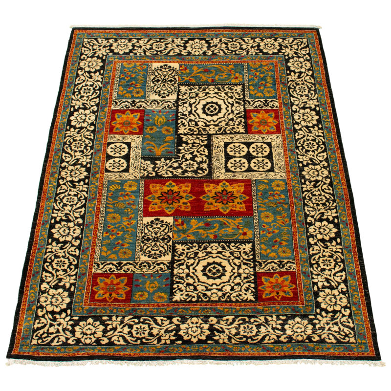 Tapis décoratif en laine noué à la main de conception unique 5 pi 2 po x 7 pi 6 po Azlin noué à la main New Age Lahore