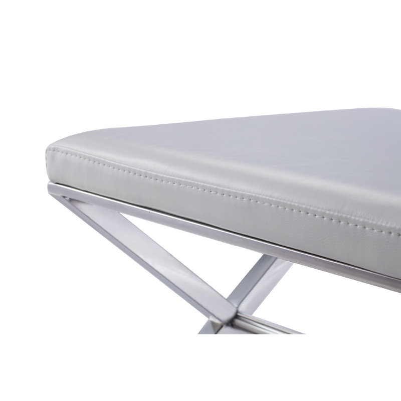 Banc en simili cuir Luxe, Blanc / chrome