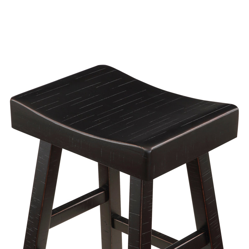2 tabourets de comptoir noirs, 2 pièces en bois d'hévéa massif pour un repas confortable, Major Essential, Noir