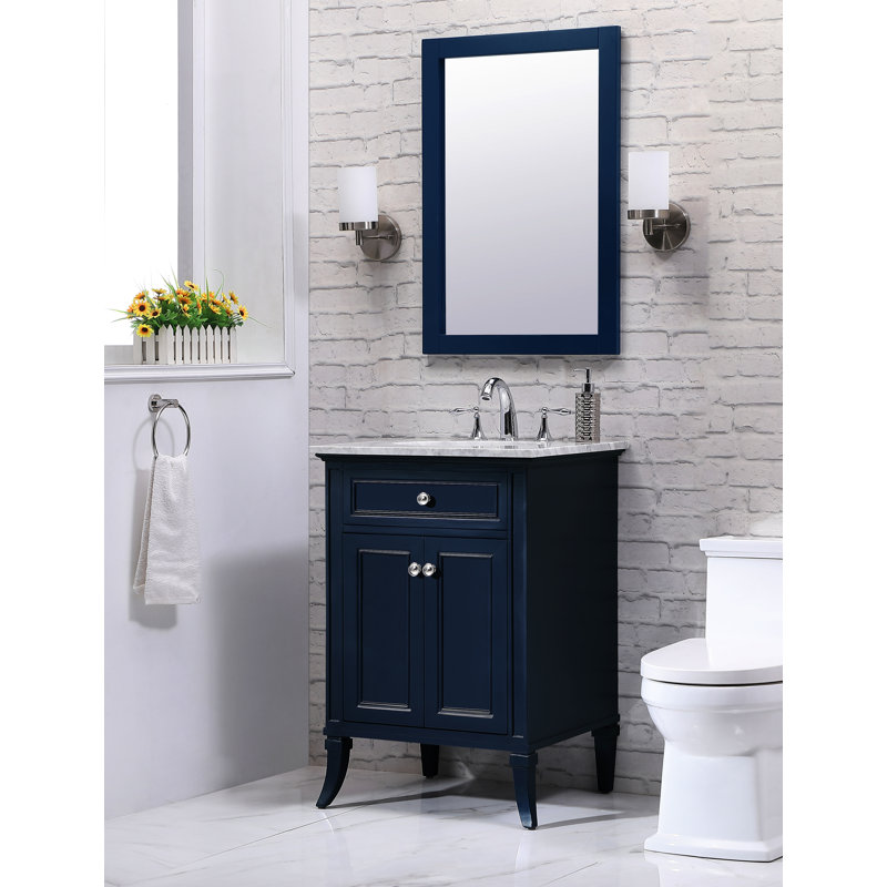 Ensemble de meuble-lavabo simple 24 po Inverleigh, Carrare blanc, Bleu, Chrome