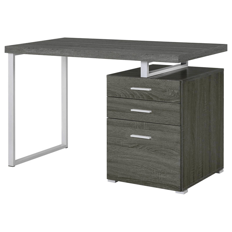 Babken Reversible Desk, Gray/Silver