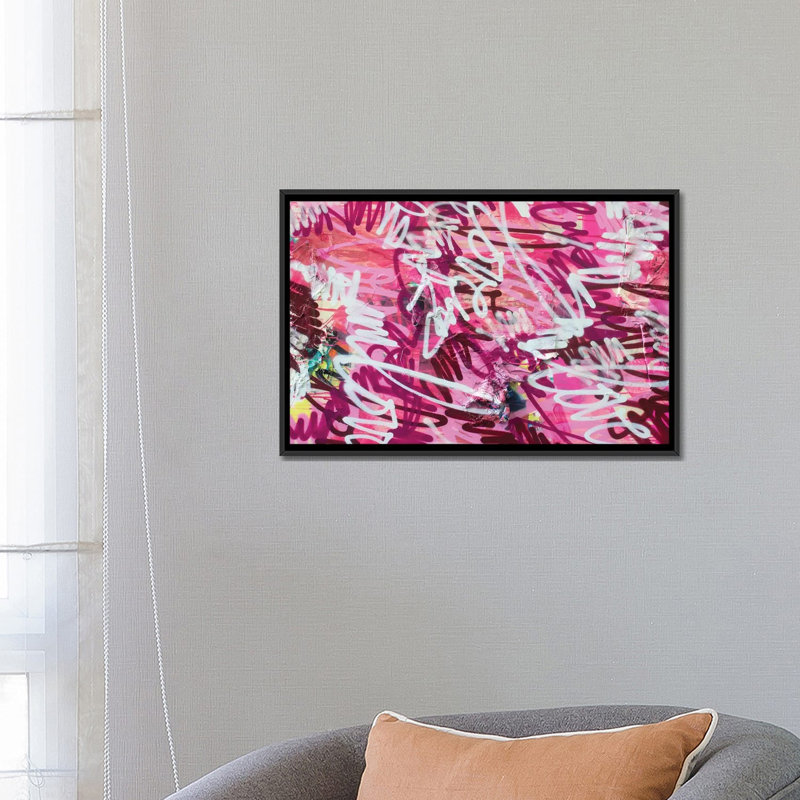 « love v », reproduction sur toile, H 18 po x l 26 po x P 1,5 po, Toile avec cadre noir, Pas de tapis