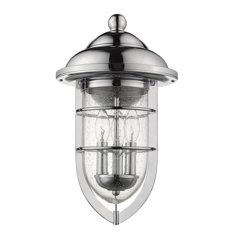 Lanterne murale d’extérieur 3 lumières Hitchcock, Chrome