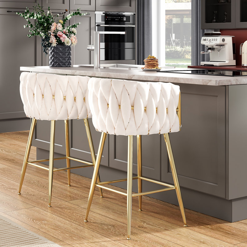 Tabouret de comptoir avec structure en métal 25,6 po Kristyn, Beige