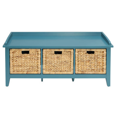 Banc de chambre en bois sarcelle avec rangement de tiroir - Polyvalent et fonctionnel